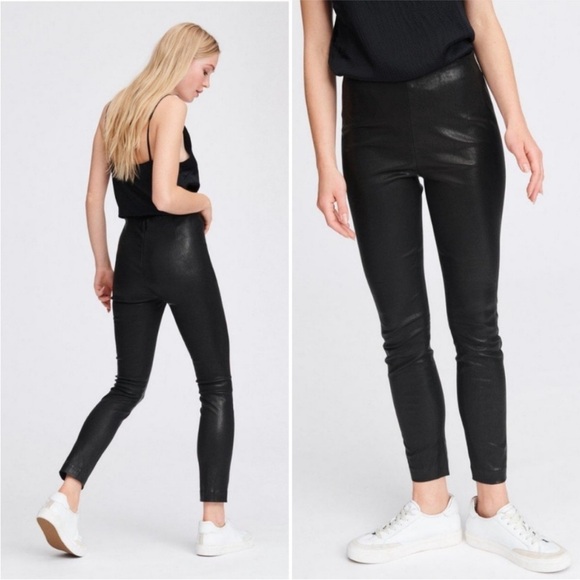 Rag & Bone 100% leather Simone Lamb Leather Pant in Black - Picture 1 of 11